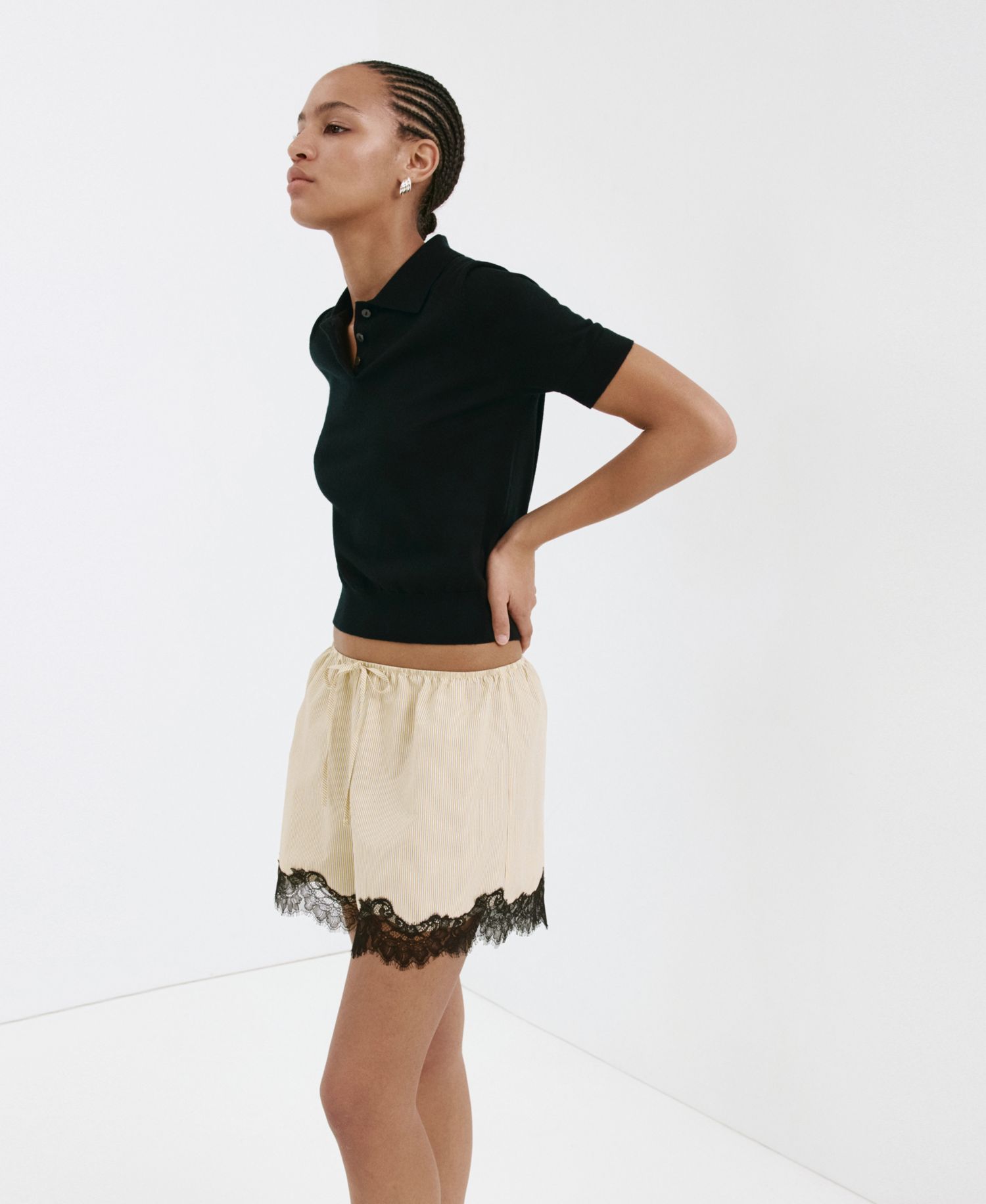 Women's Striped Lace Shorts