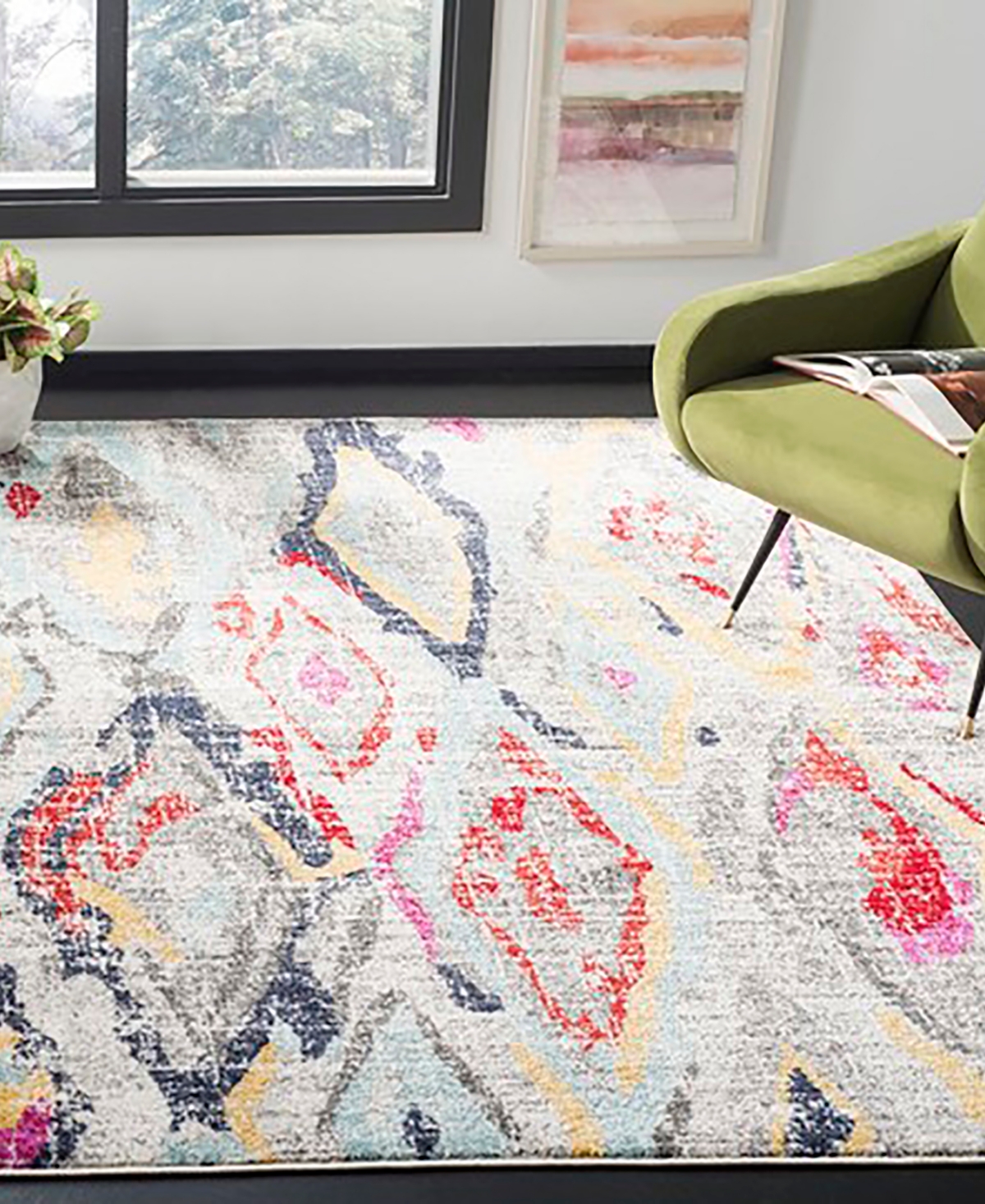 Safavieh Adirondack 209 Light Gray and Red 8' x 10' Area Rug