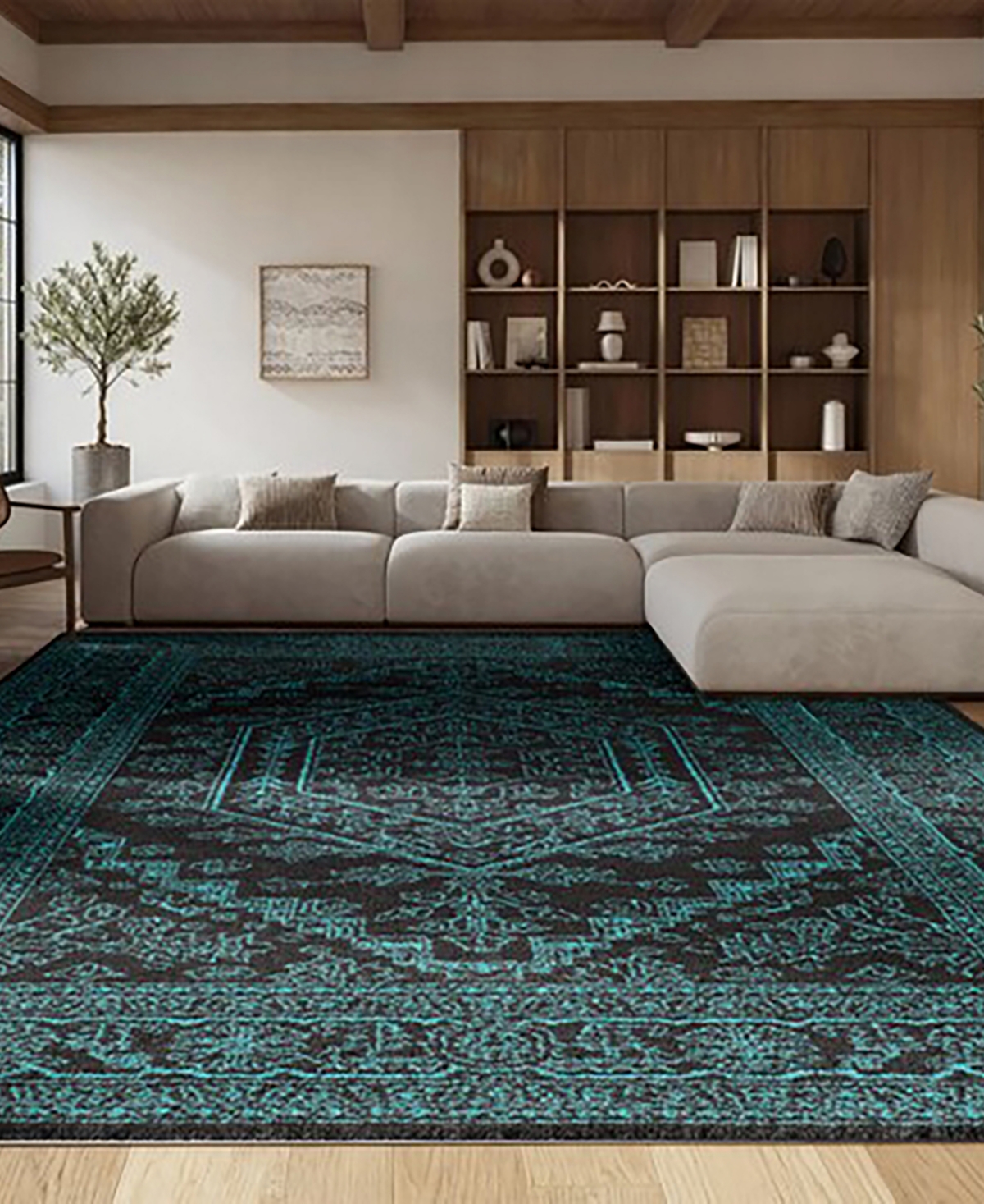 Safavieh Adirondack Black and Teal 5'1" x 7'6" Area Rug