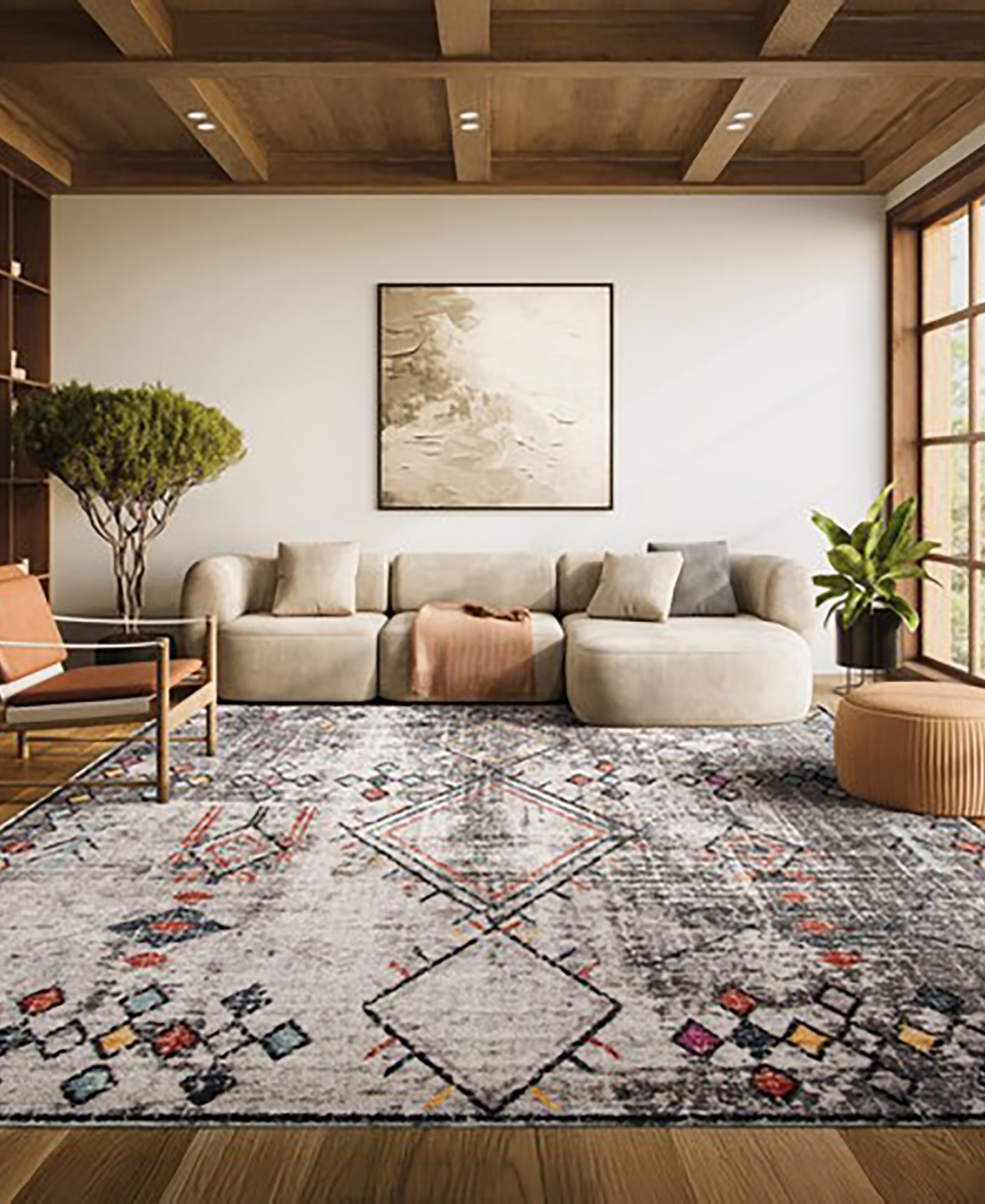 Safavieh Adirondack 210 Light Gray and Fuchsia 5'1" x 7'6" Area Rug