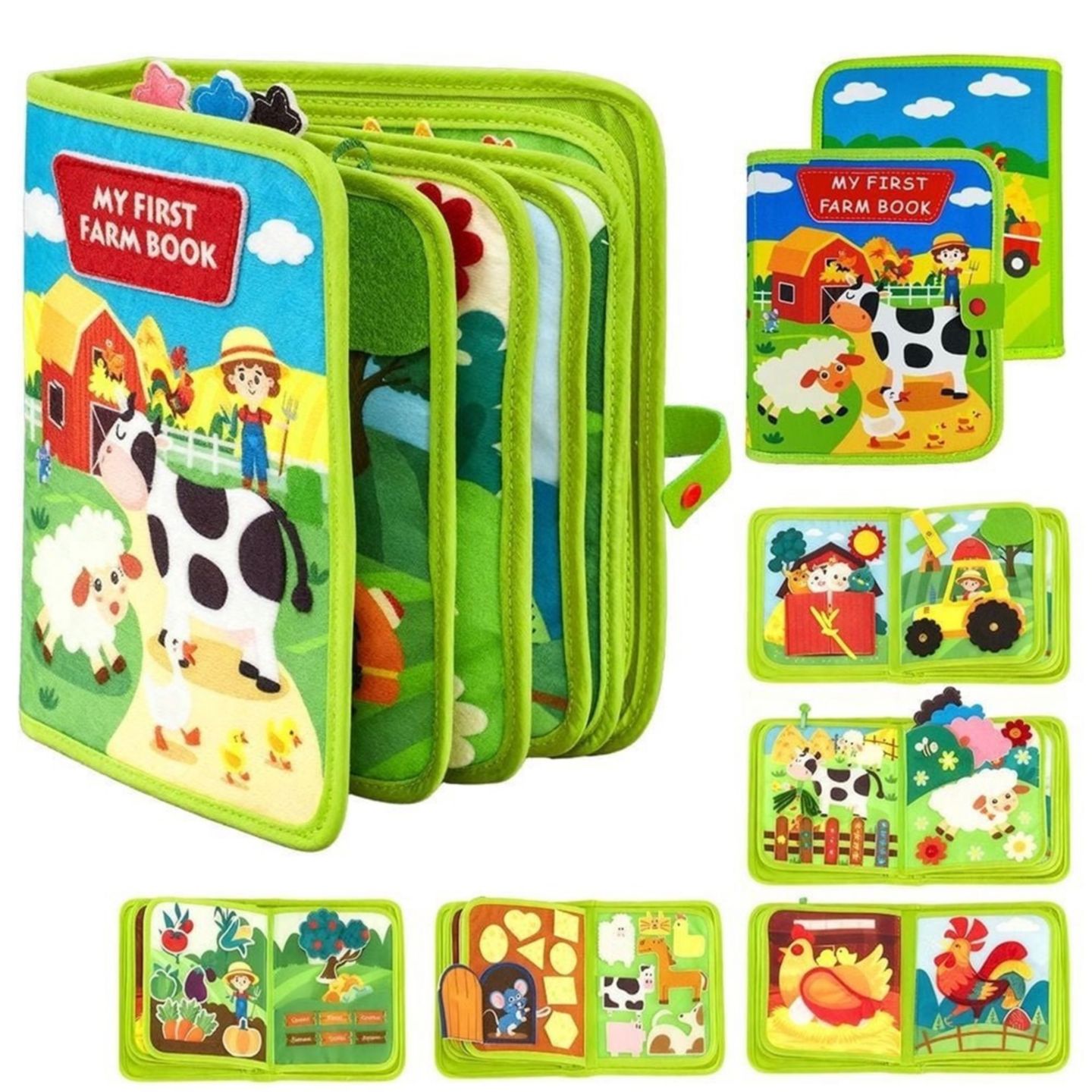 Детская игрушка Cowin Montessori Farm Busy Book, 10-Page Interactive Book, Ages 1+ — фото 1