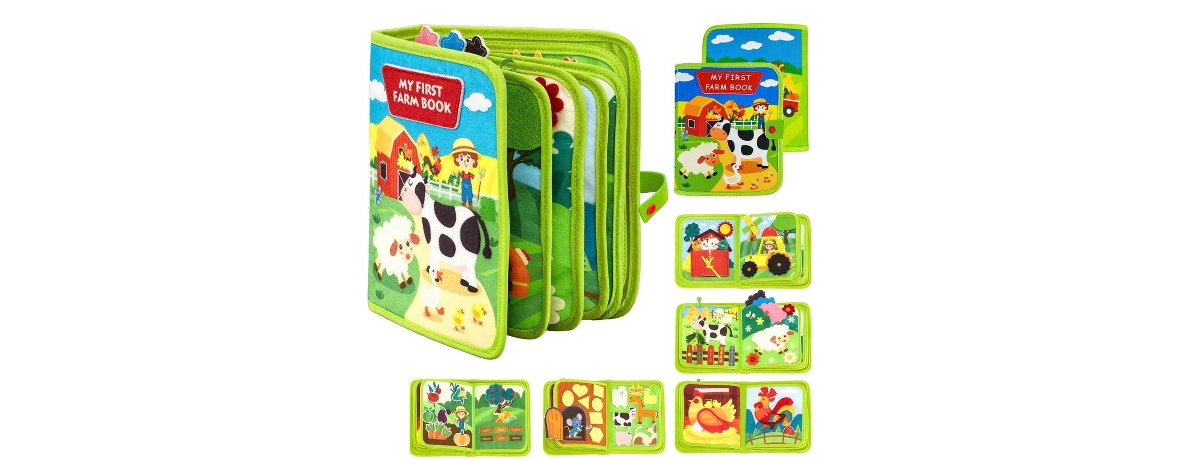 Cowin Busy Board Farm Busy Book Developing Sensory Board Montessori Toys for Toddler