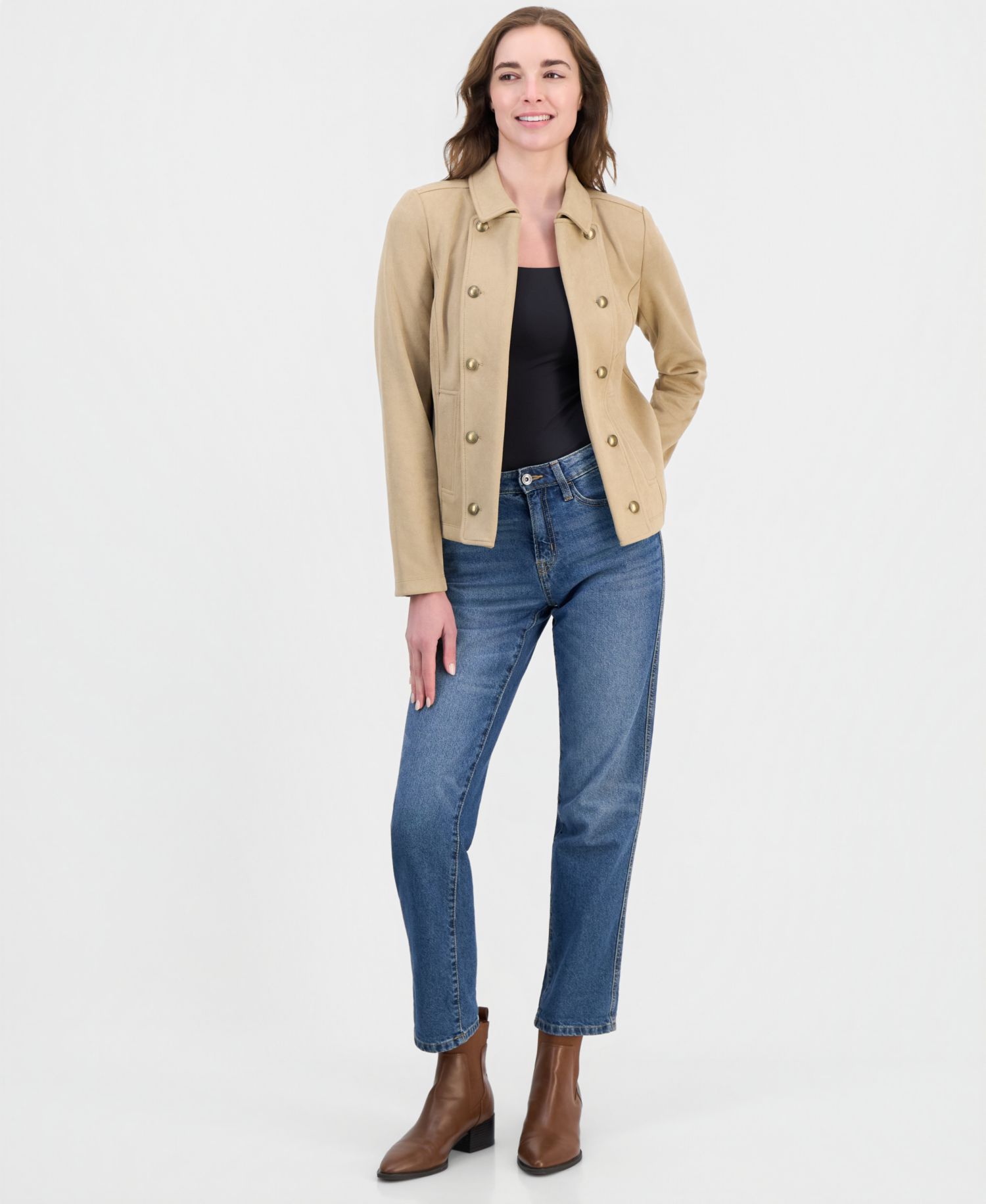 Women's Faux-Suede Captain's Jacket