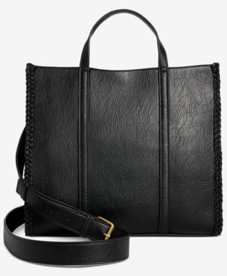 Braided Trim Boxy Tote Bag