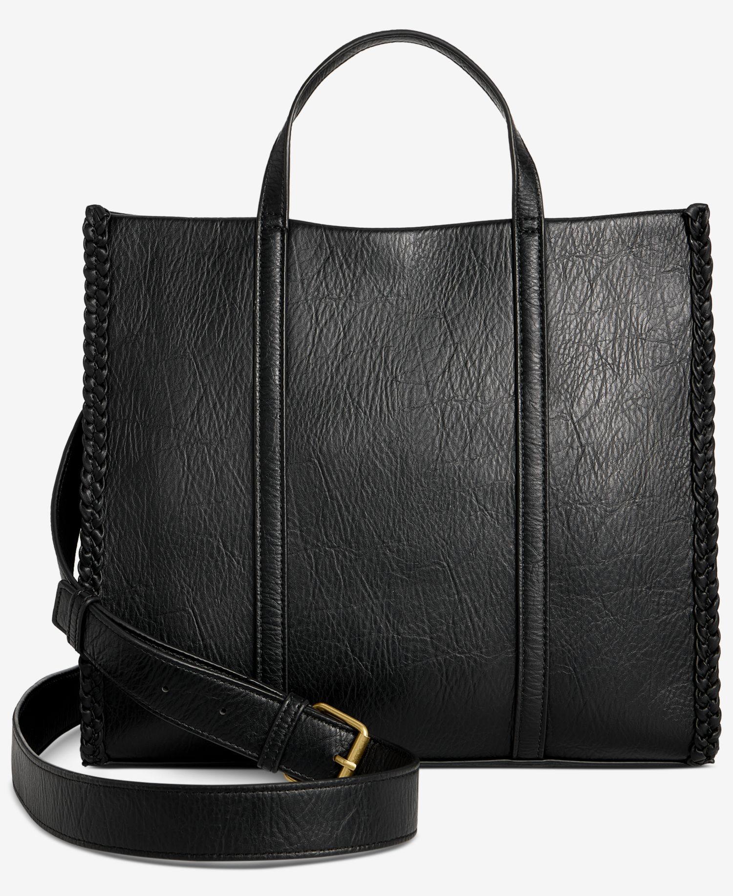 Braided Trim Boxy Tote Bag