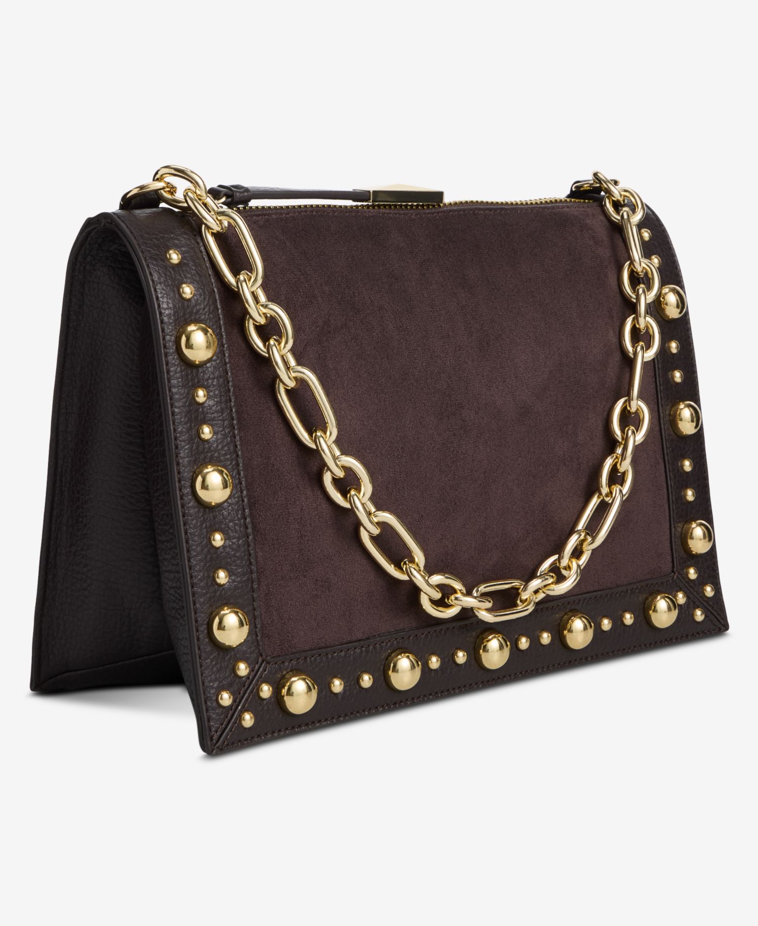 Fyonna Faux Suede Studded Shoulder Bag