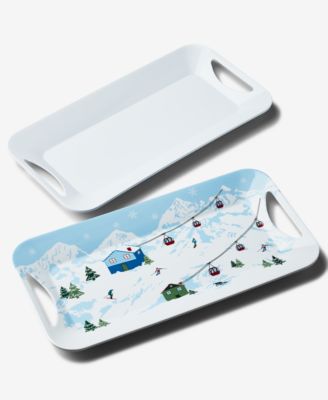 Melamine Ski Handled Tray, Set of 2
