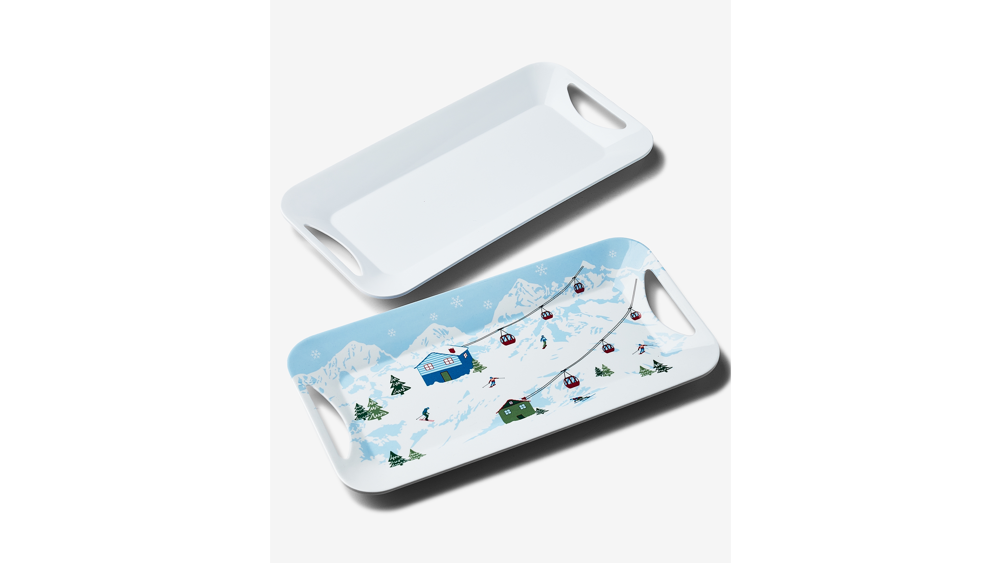 Tinsel And Frost Melamine Ski Handled Tray, Set of 2