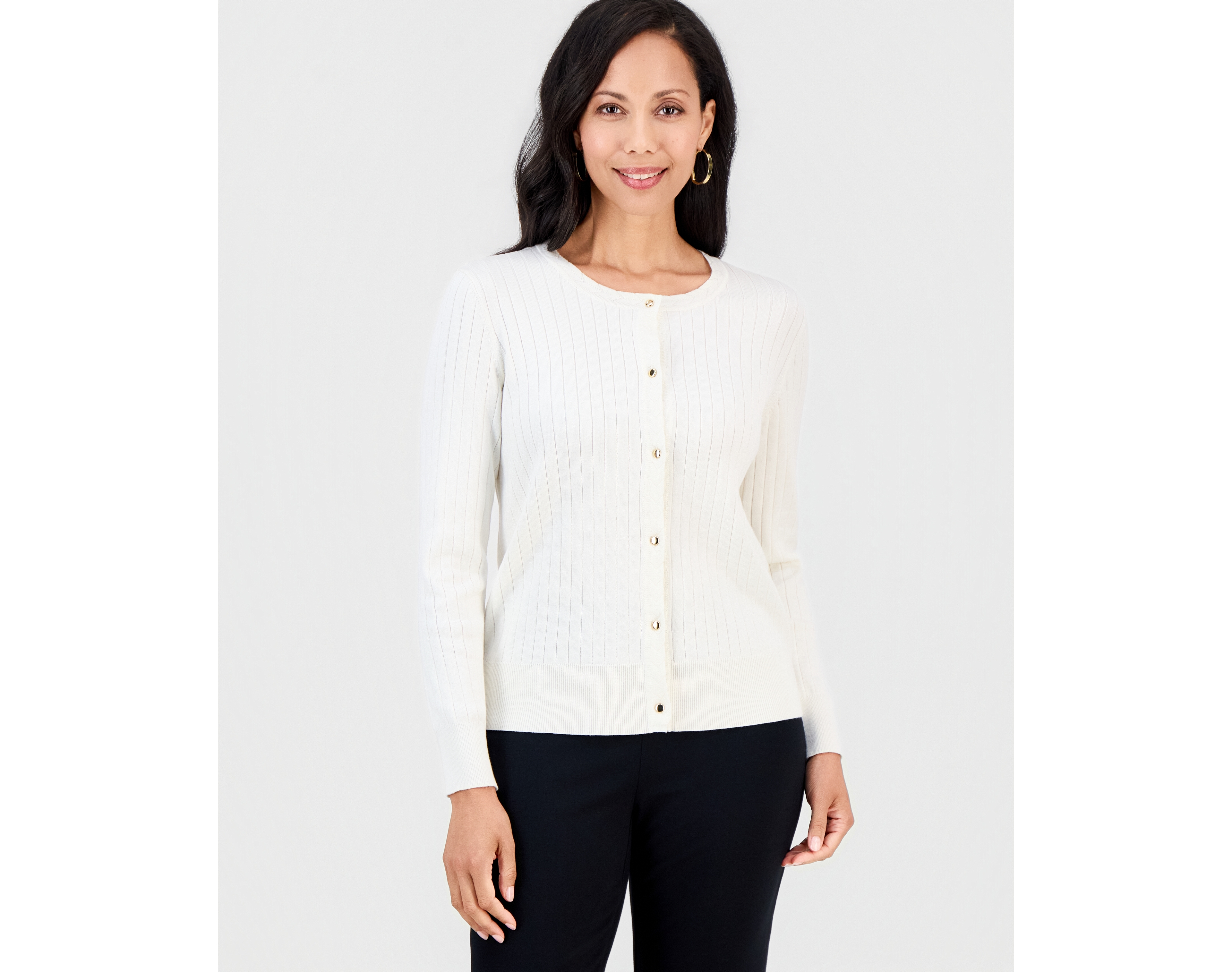 Jm Collection Women's Ribbed Button-Down Cardigan Sweater, Macy's Exclusive