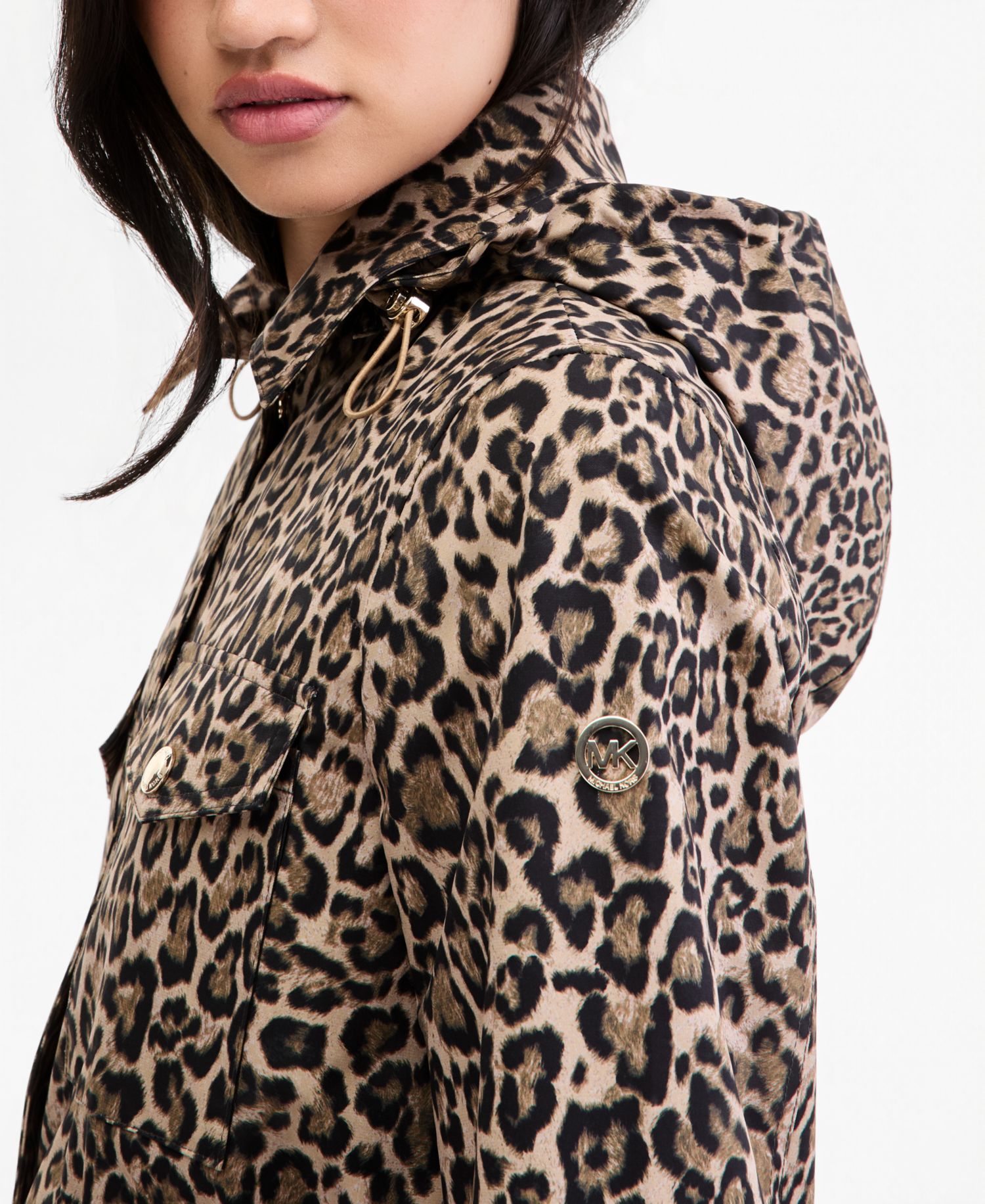 MICHAEL Women's Hooded Leopard-Print Anorak Jacket, Created for Macy's