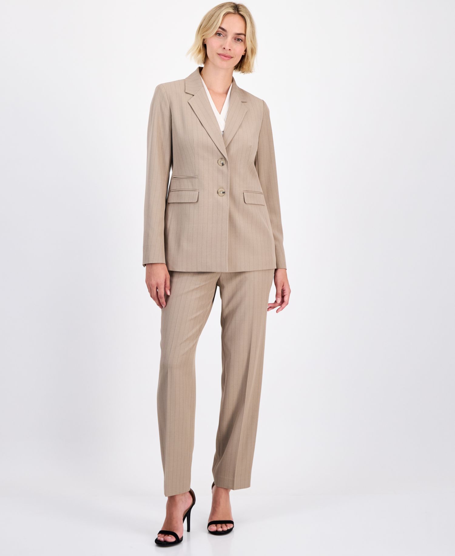 Women's Pinstriped Straight-Leg Ankle Pants