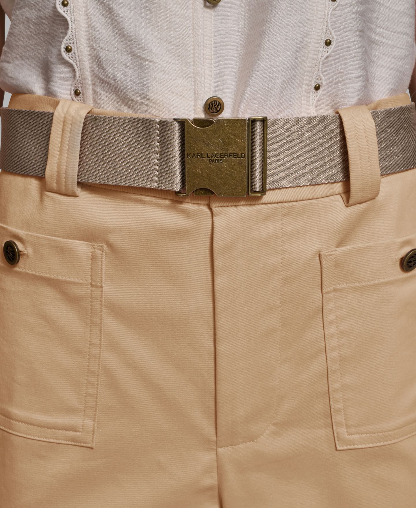 Женские брюки KARL LAGERFELD PARIS Mid-Rise Belted Cropped Pants, цвет: Cartouche — фото 4