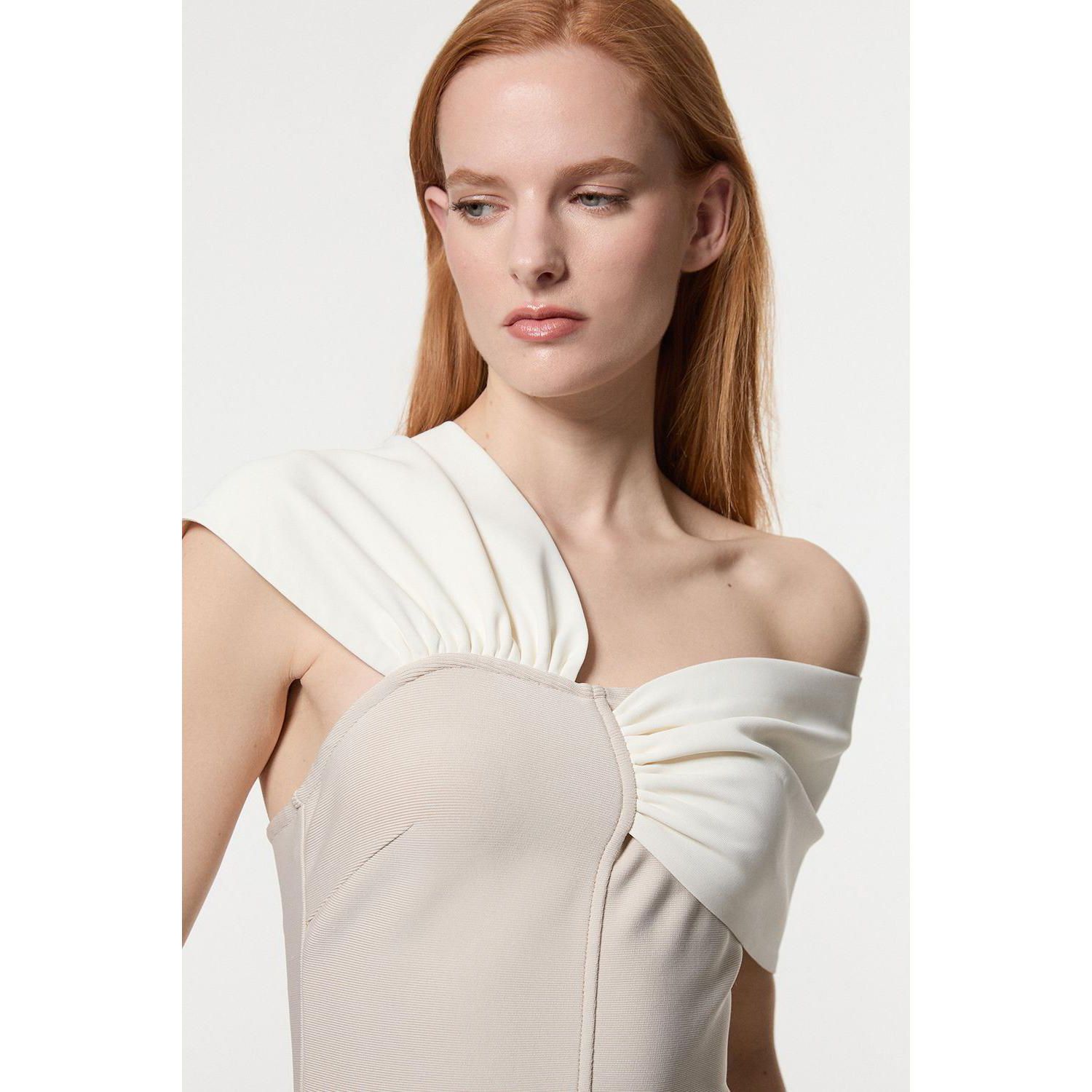 Women's Asymmetric Neckline Midi Dress