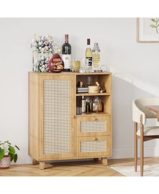 Rattan Buffet Cabinet with Adjustable Shelf And Drawers