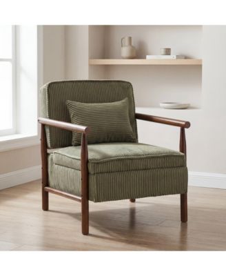 Storage Chair,Mid Century Modern Accent Chair with Wood Frame, Upholstered Living Room Chairs with Waist Cushion
