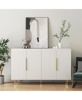 Fluted Panel Sideboard Buffet Cabinet Adjustable Shelf Home Accent Storage Cabinet