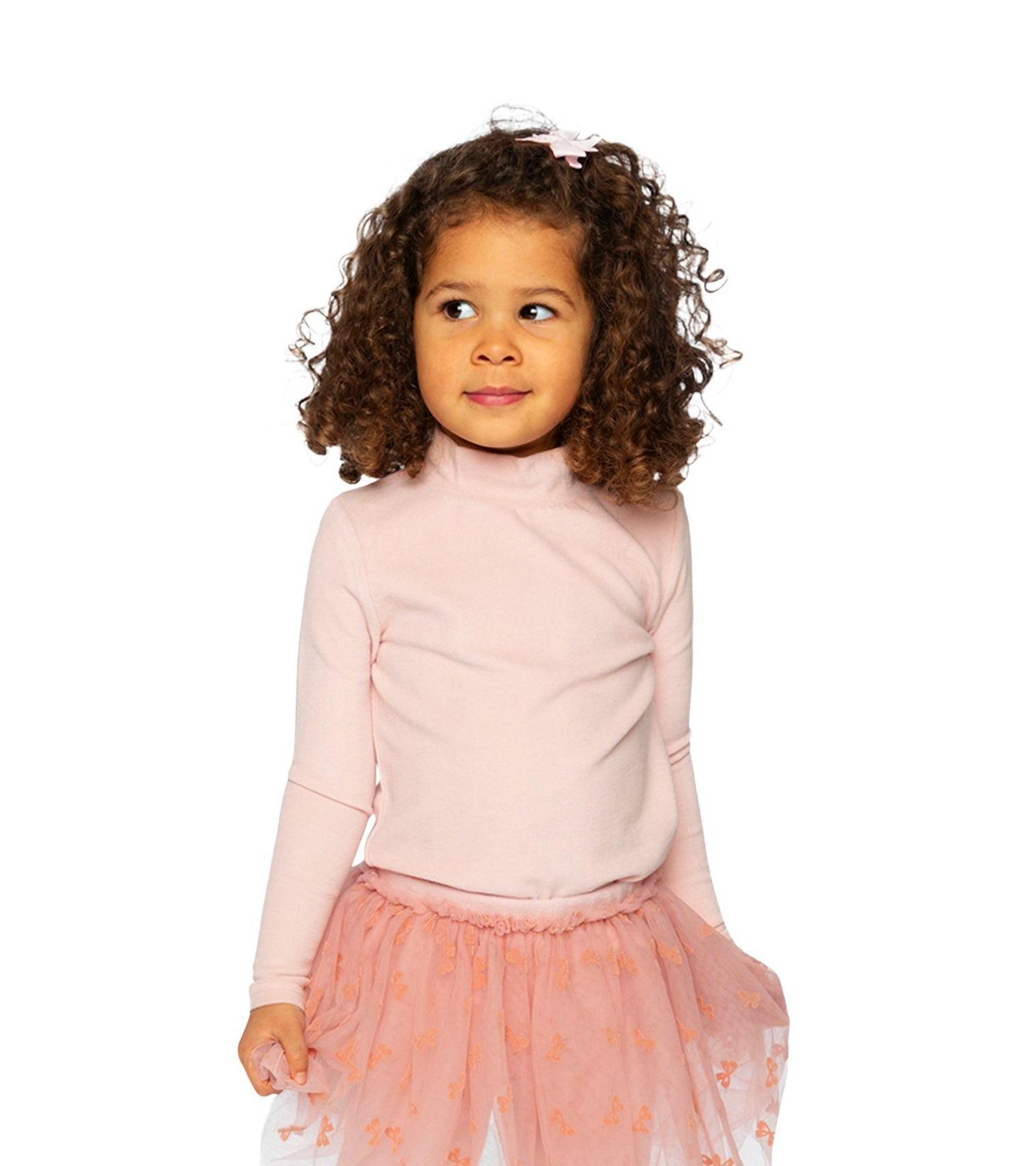 Little and Big Girl 6- 14 Brushed Rib Mock Neck Top