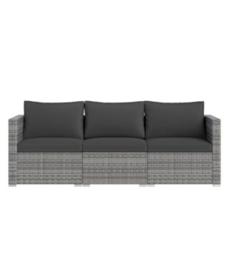 3-Piece Modular PE Rattan Patio Sectional Sofa Set with Cushions