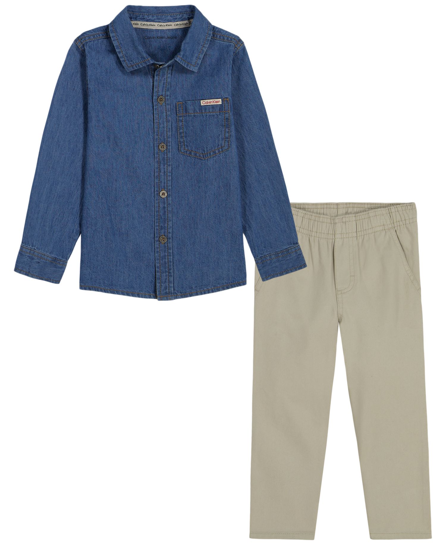 Boys' 2T-7 Long-Sleeve Shirt and Pants, 2-Piece Set