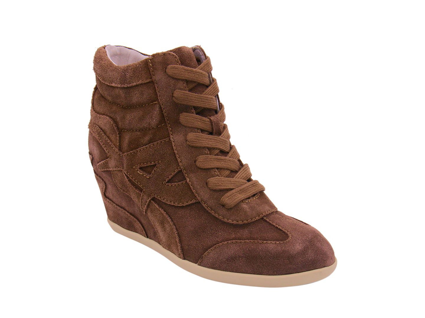 Женские кроссовки ASH Boradia Wedge, цвет: Каштановый потёртый замшевый — фото 1