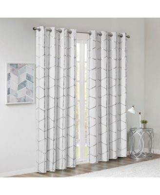 Total Blackout Metallic Print Grommet Top Curtain Panel