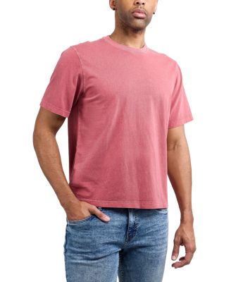 Men's Vintage Distressed Boxy Oversized Heavyweight Acid Wash Cotton Crew T-Shirt