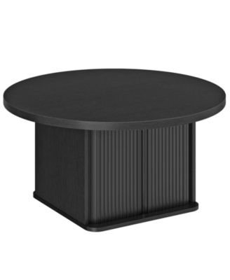 Modern Round Coffee Table with Sliding Doors for Living Room or Office