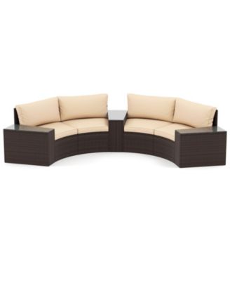 5 Piece Half Moon Curved Patio Furniture Set with 2 Loveseats and 3 Wedge Tables