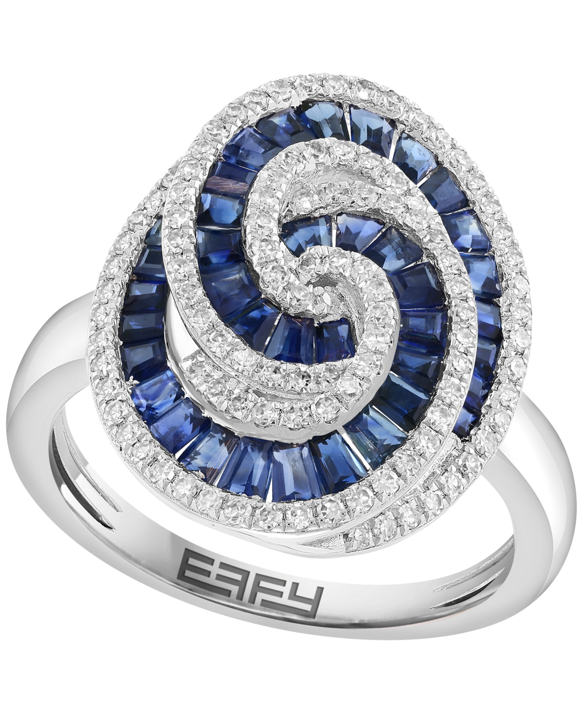 Effy Collection Sapphire (3-1/8 ct. t.w.) & Diamond (3/8 ct. t.w.) Ring in 14k White Gold