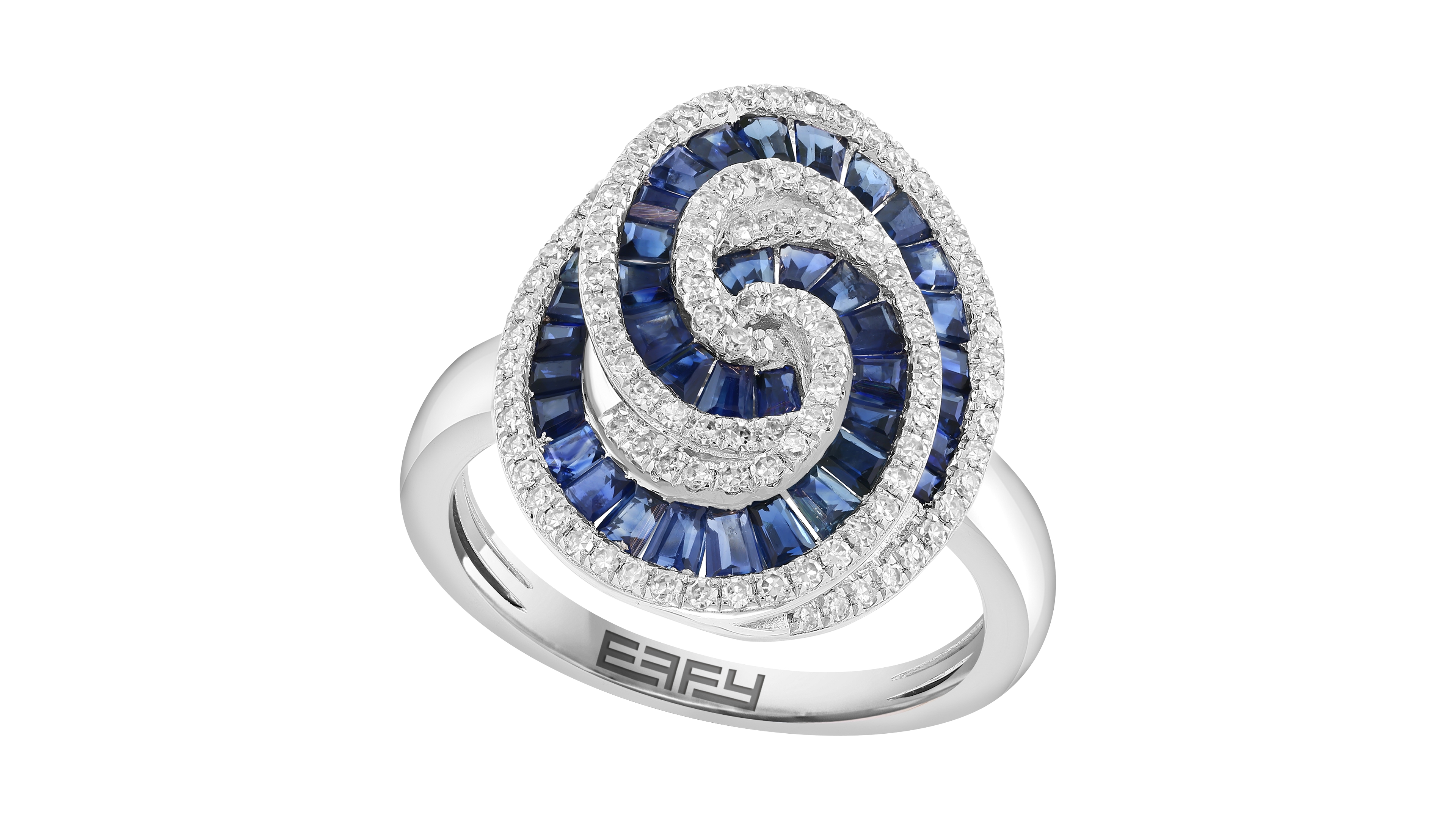 Effy Collection Sapphire (3-1/8 ct. t.w.) & Diamond (3/8 ct. t.w.) Ring in 14k White Gold