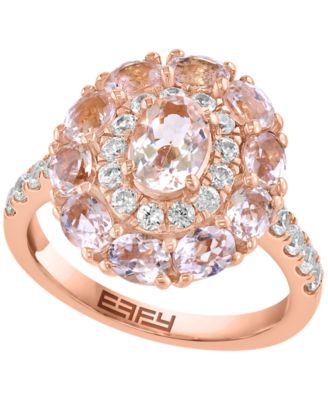 Morganite (3-1/2 ct. t.w.) & White Zircon (7/8 ct. t.w.) Ring in 14k Rose Gold over Sterling Silver