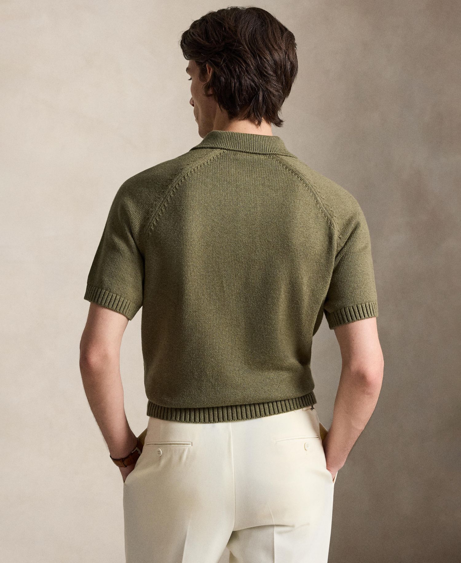 Men's Thick-Gauge Cotton Polo Sweater