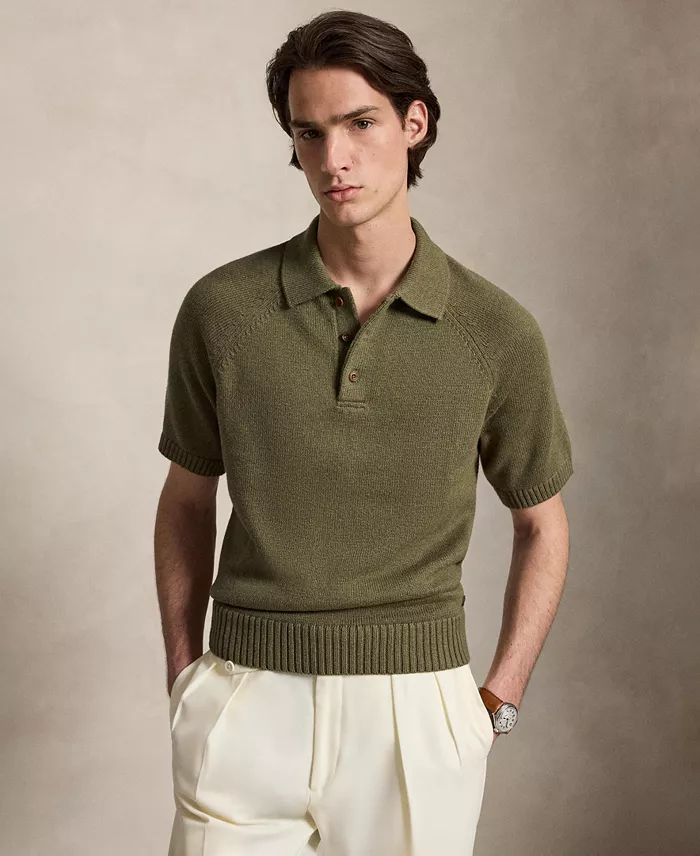 Men's Thick-Gauge Cotton Polo Sweater