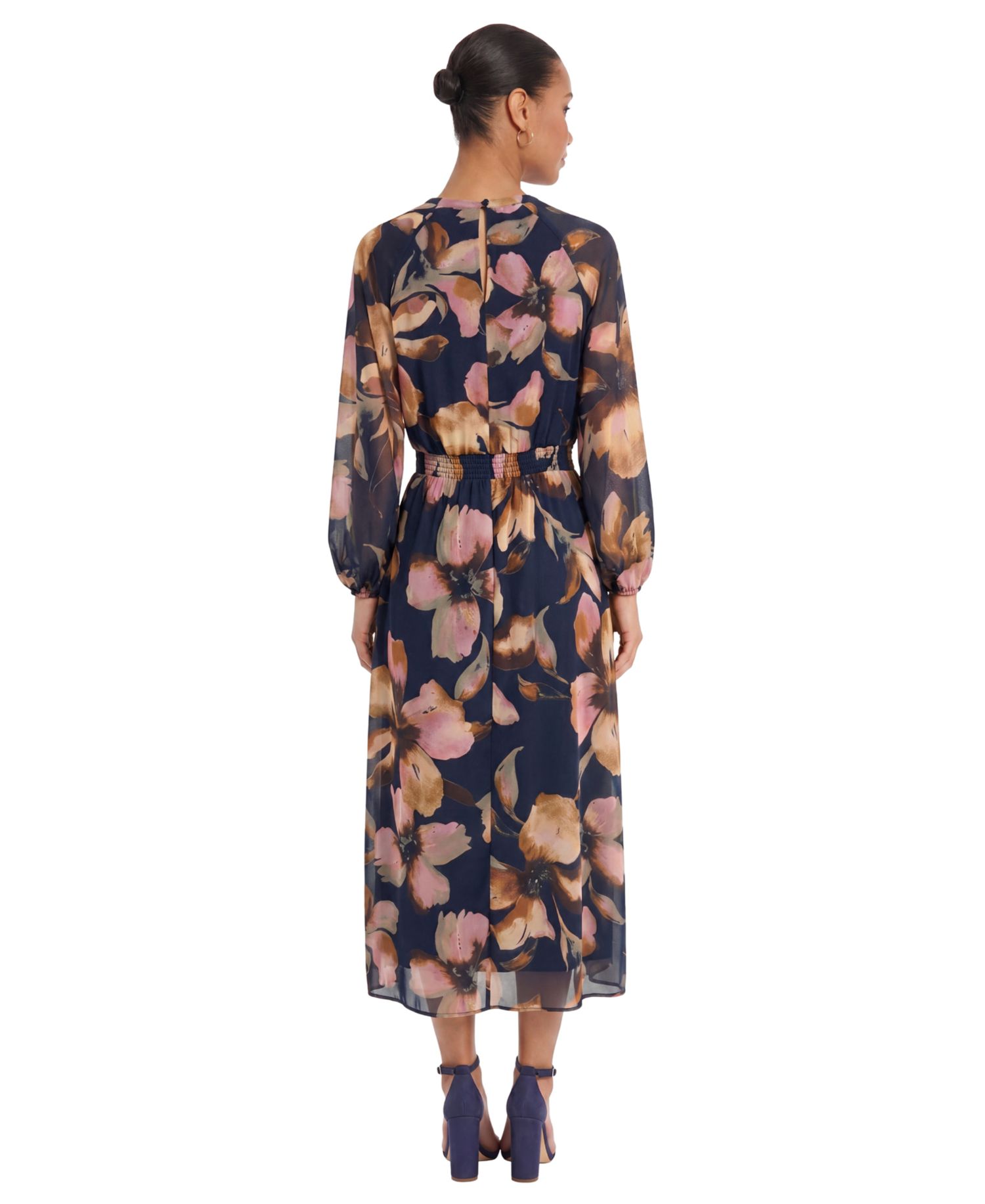 Women's Balloon Floral Midi Dress