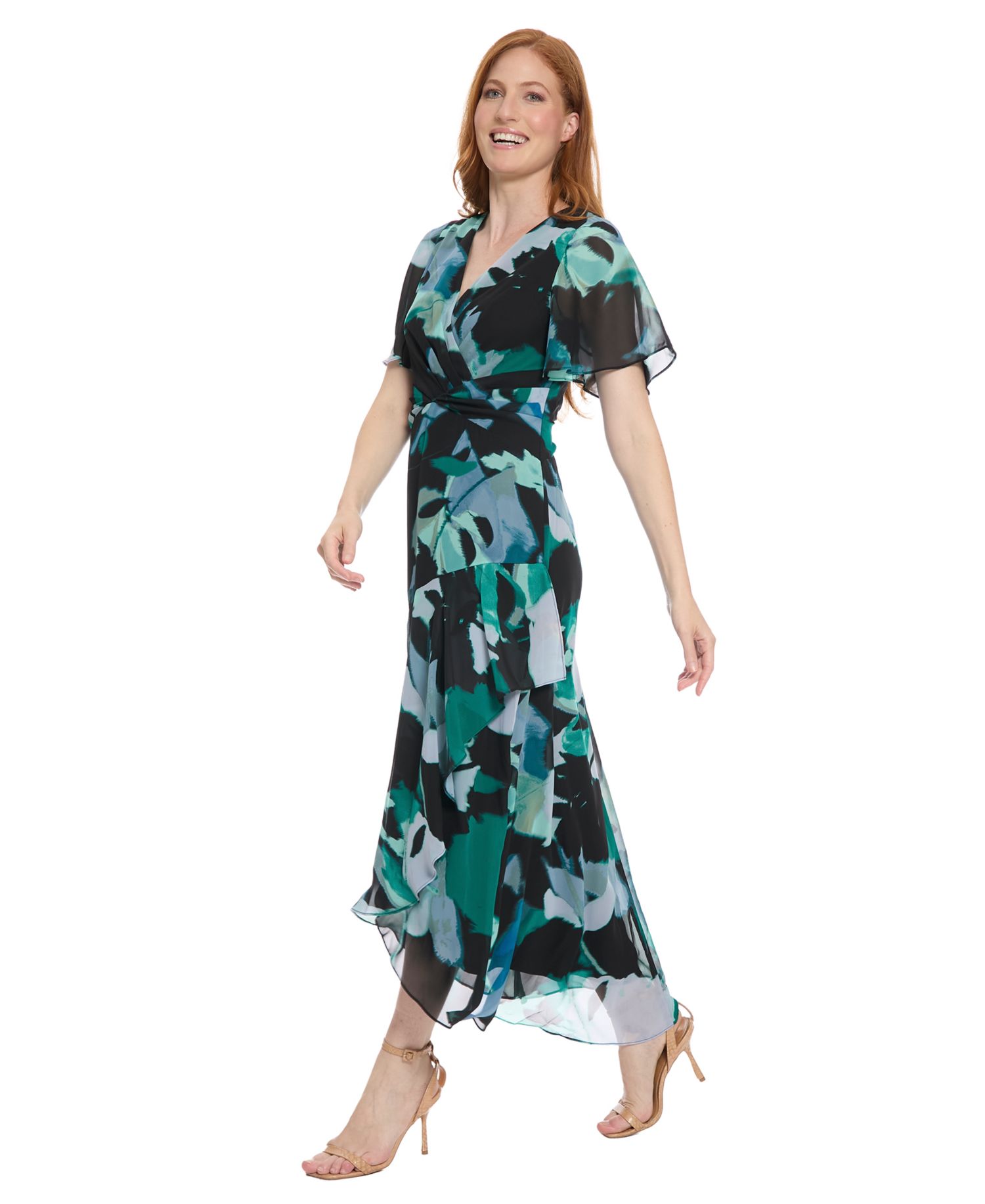 Women's Asymmetrical Print Maxi Dress