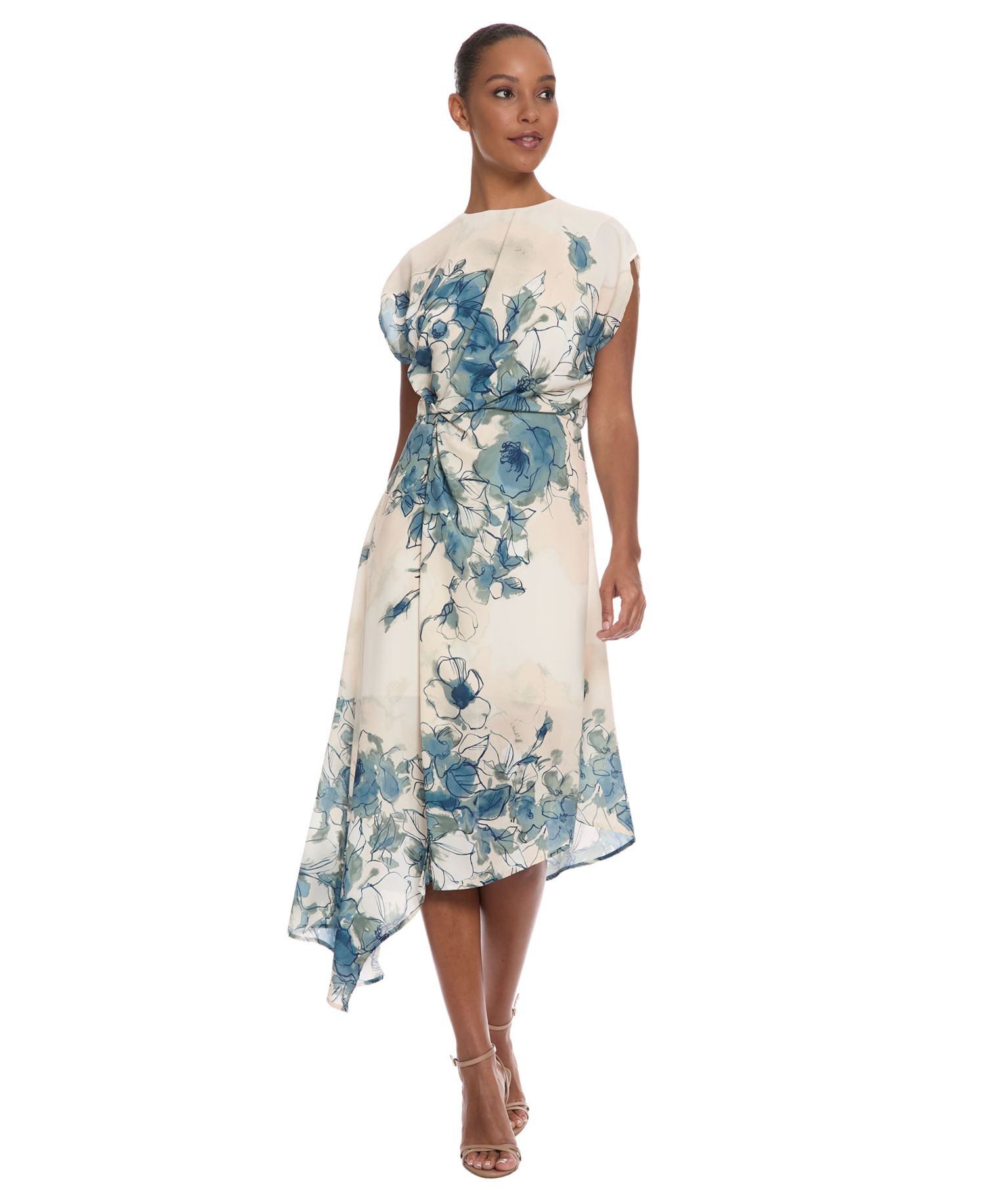 Women's Asymmetrical Floral Midi Dress