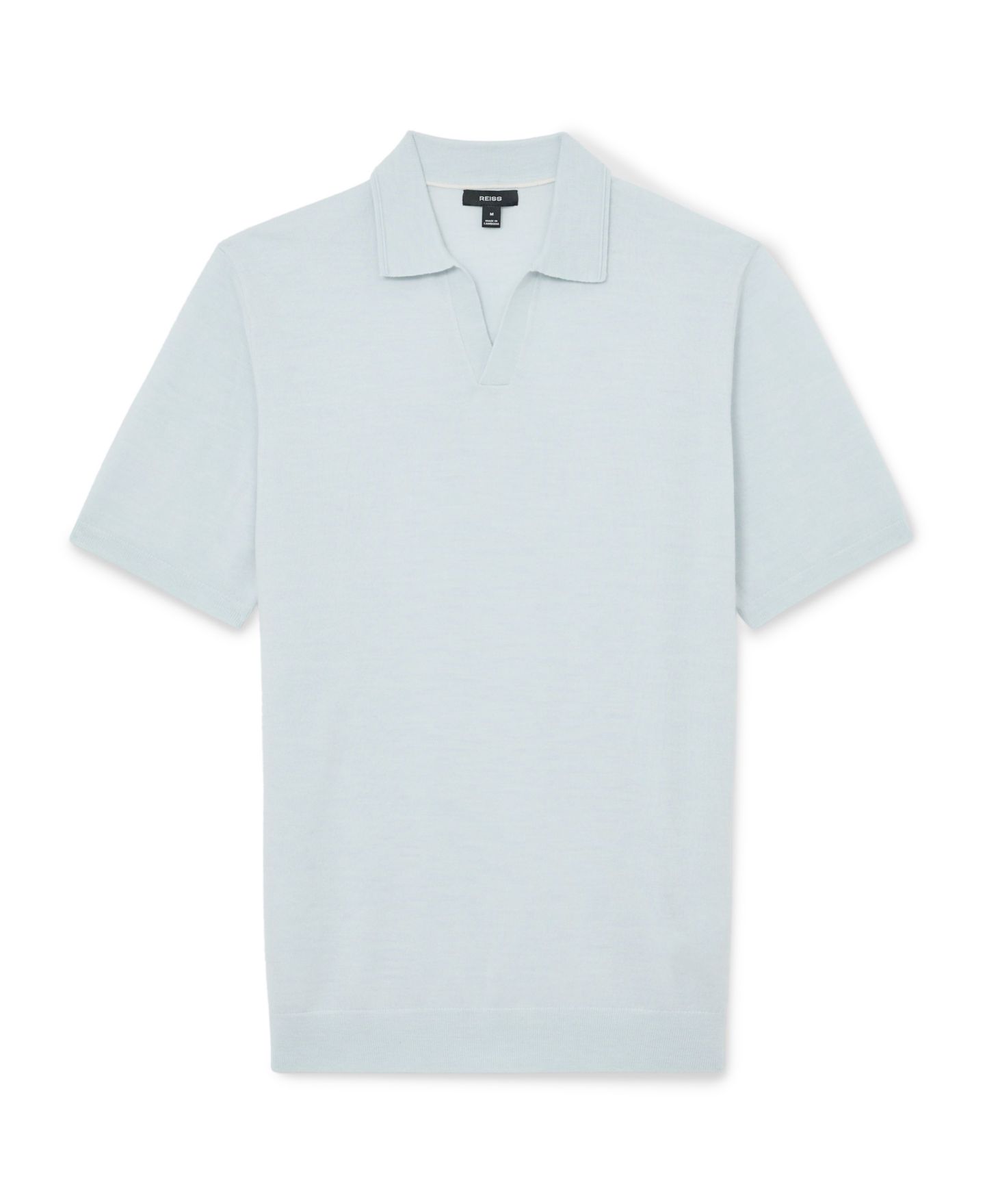 Мужское поло REISS Duchie Open Collar Merino Wool Polo Shirt, цвет: Синий, вариант 1 — фото 5