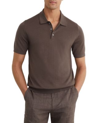 Men's Manor Half Button Merino Wool Polo Shirt