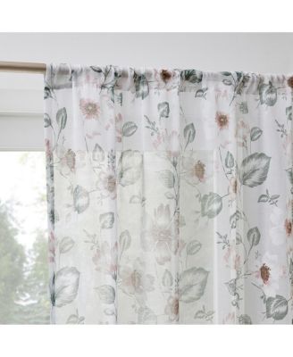 Anya Floral Puff Print Sheer Rod Pocket Curtain Panel