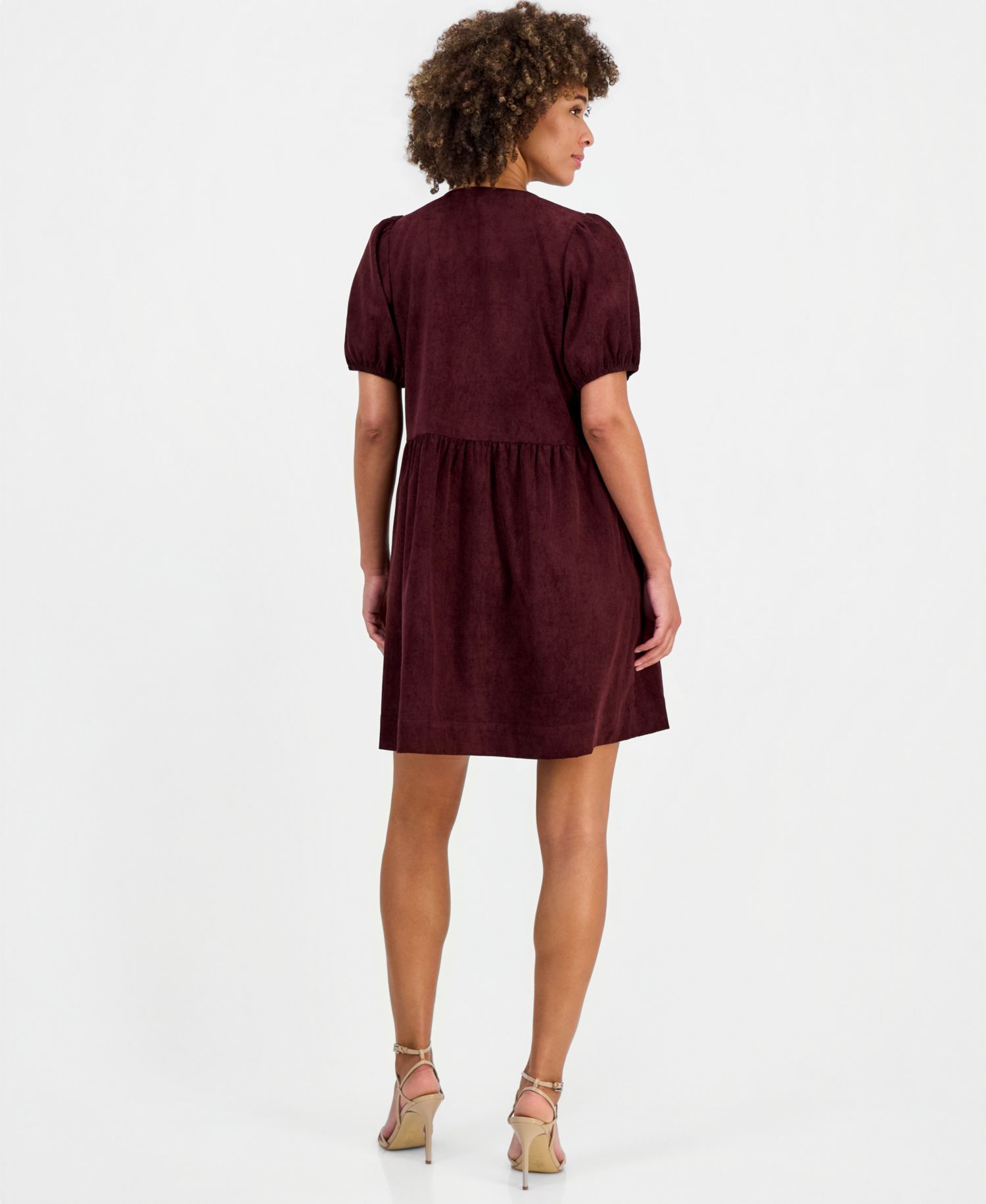 Women's Bow-Front Puff-Sleeve Dress