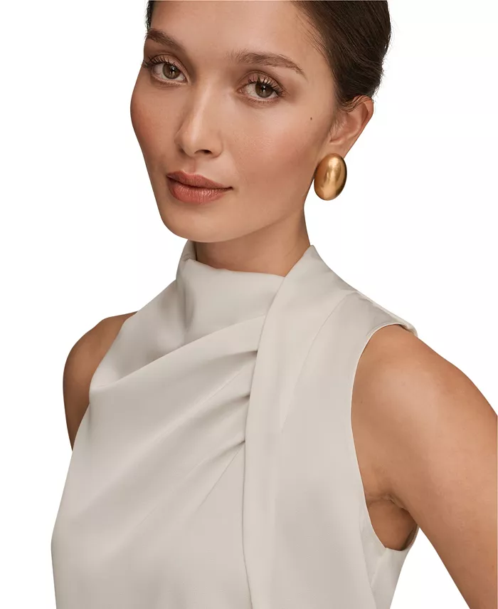 Women's Sleeveless Twist-Front Drape Blouse - thumbnail 4