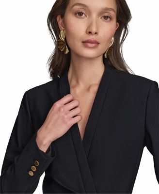 Donna Karan New York Women's Collarless Wrap Jacket - Macy's