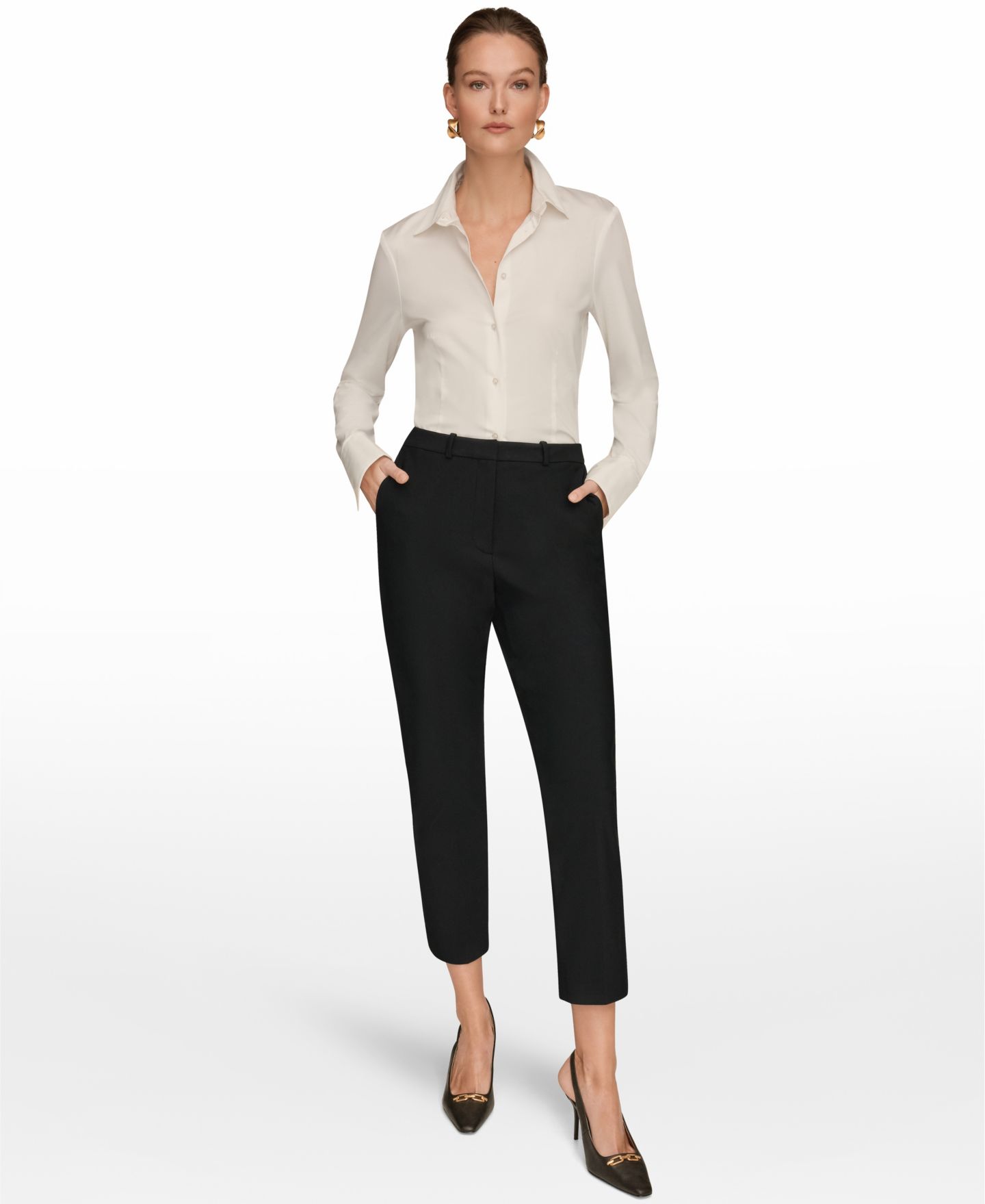 Женские брюки Donna Karan New York Slim-Leg Ankle, цвет: Чёрный — фото 2