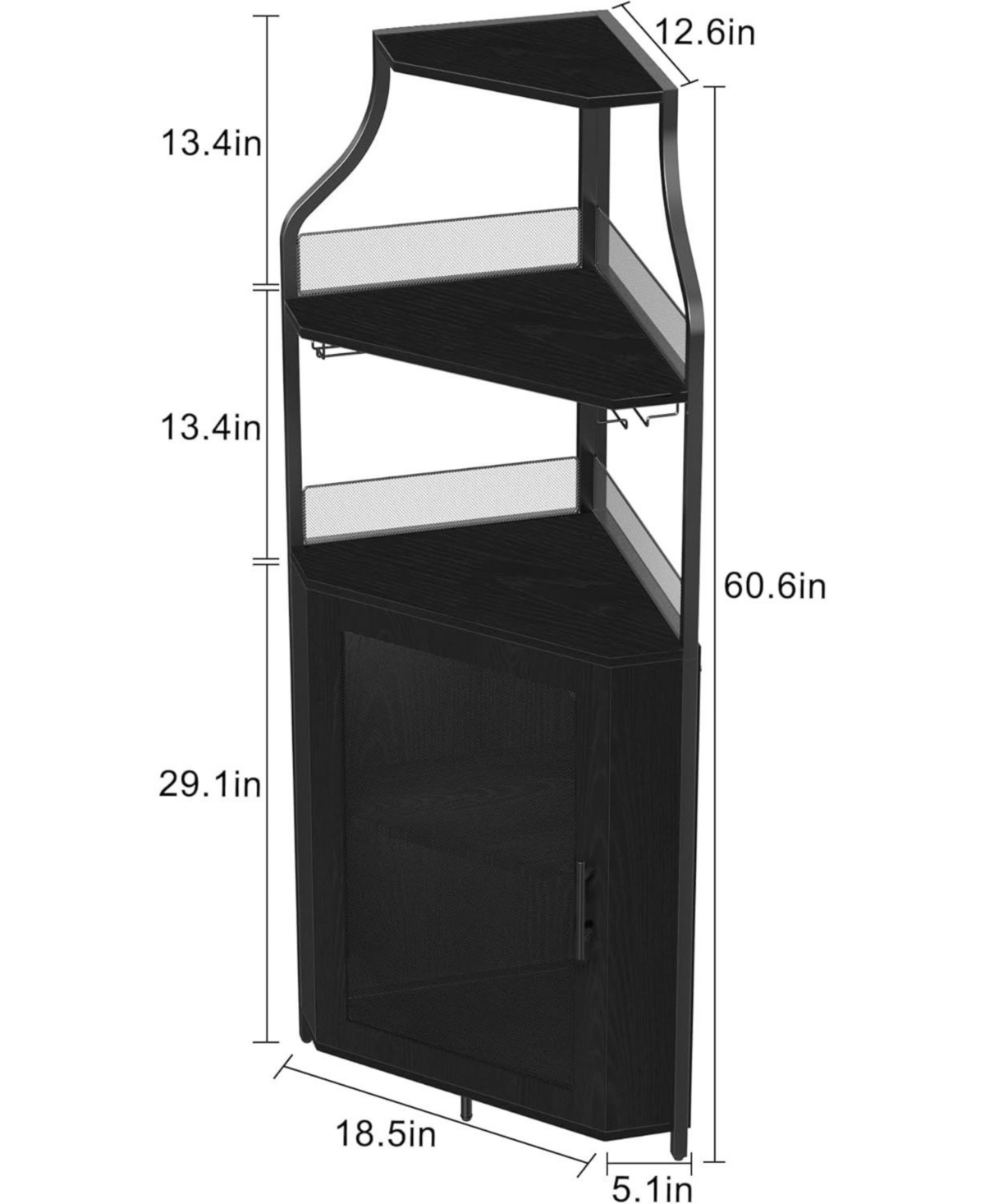 gaomon Corner Wine Cabinet with Detachable Wine Rack, 5-Tier Industrial Corner Bar Cabinet with Barn Door and Glass Holder, Farmhouse Buffet Cabinet