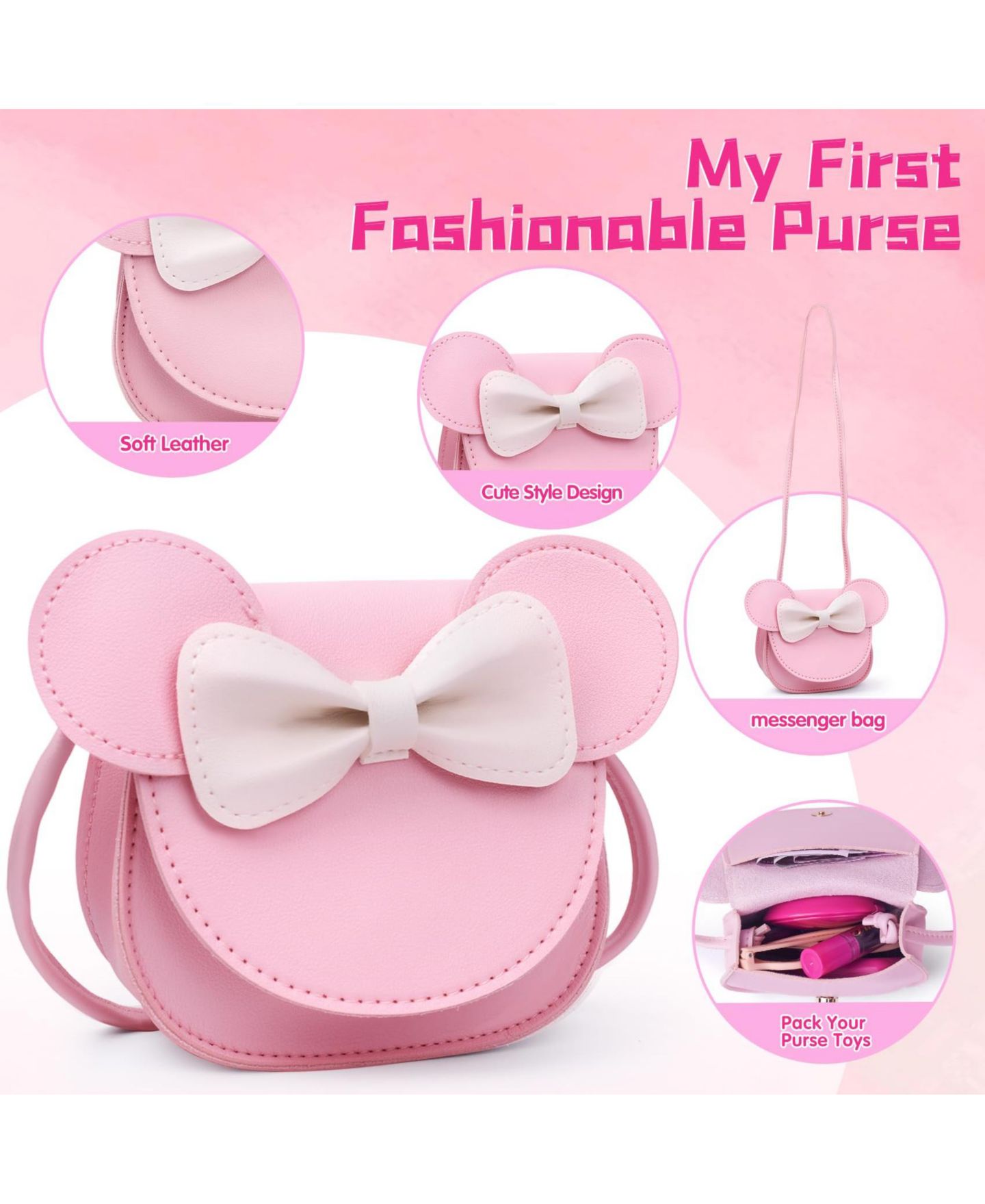 Детские игрушки GNUADZ Pretend Play Makeup Purse Girls Gift Toddler Toy Set, цвет: Розовый — фото 2