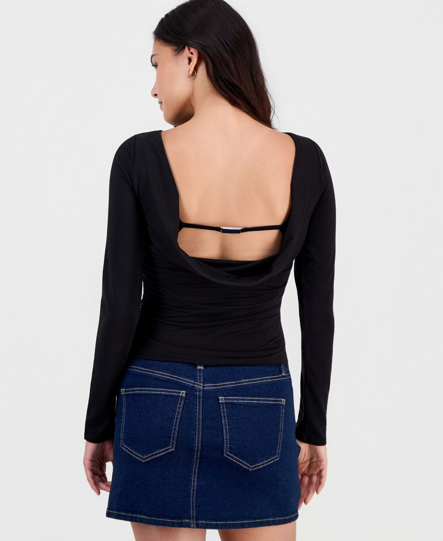 Women's Long-Sleeve Draped-Back Top