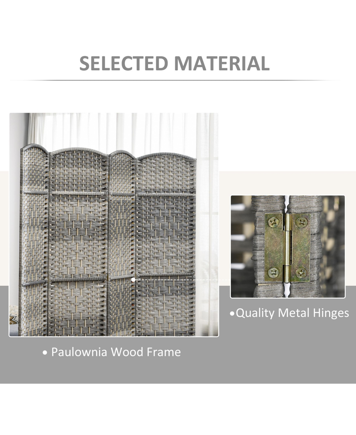 Homcom 6 Panel Room Divider Hand-Woven Freesding Partition,