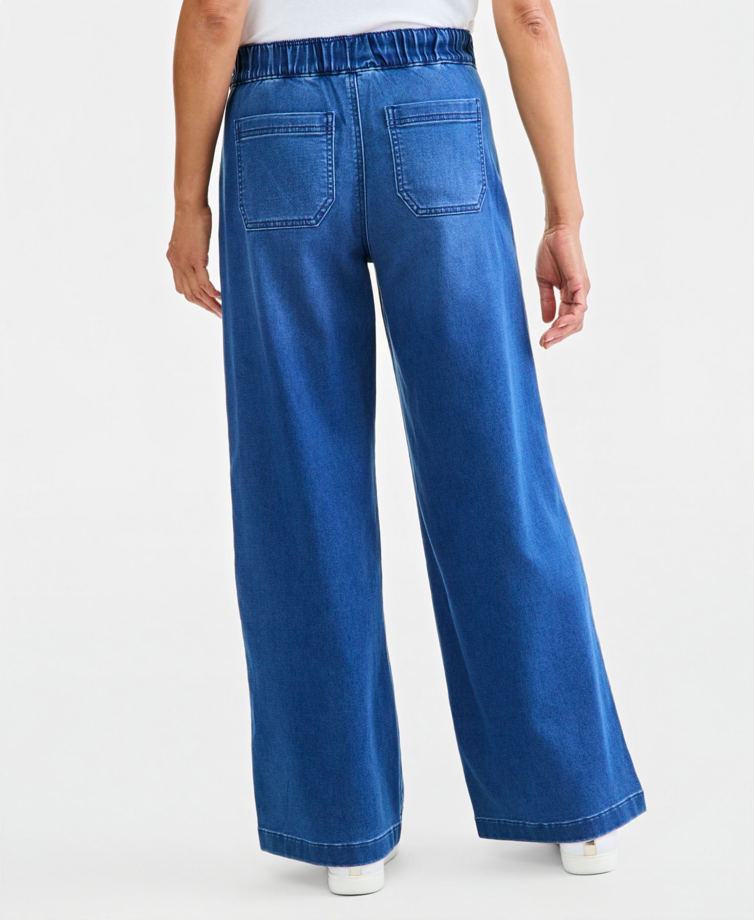 Petite High-Rise Wide-Leg Pull-On Jeans