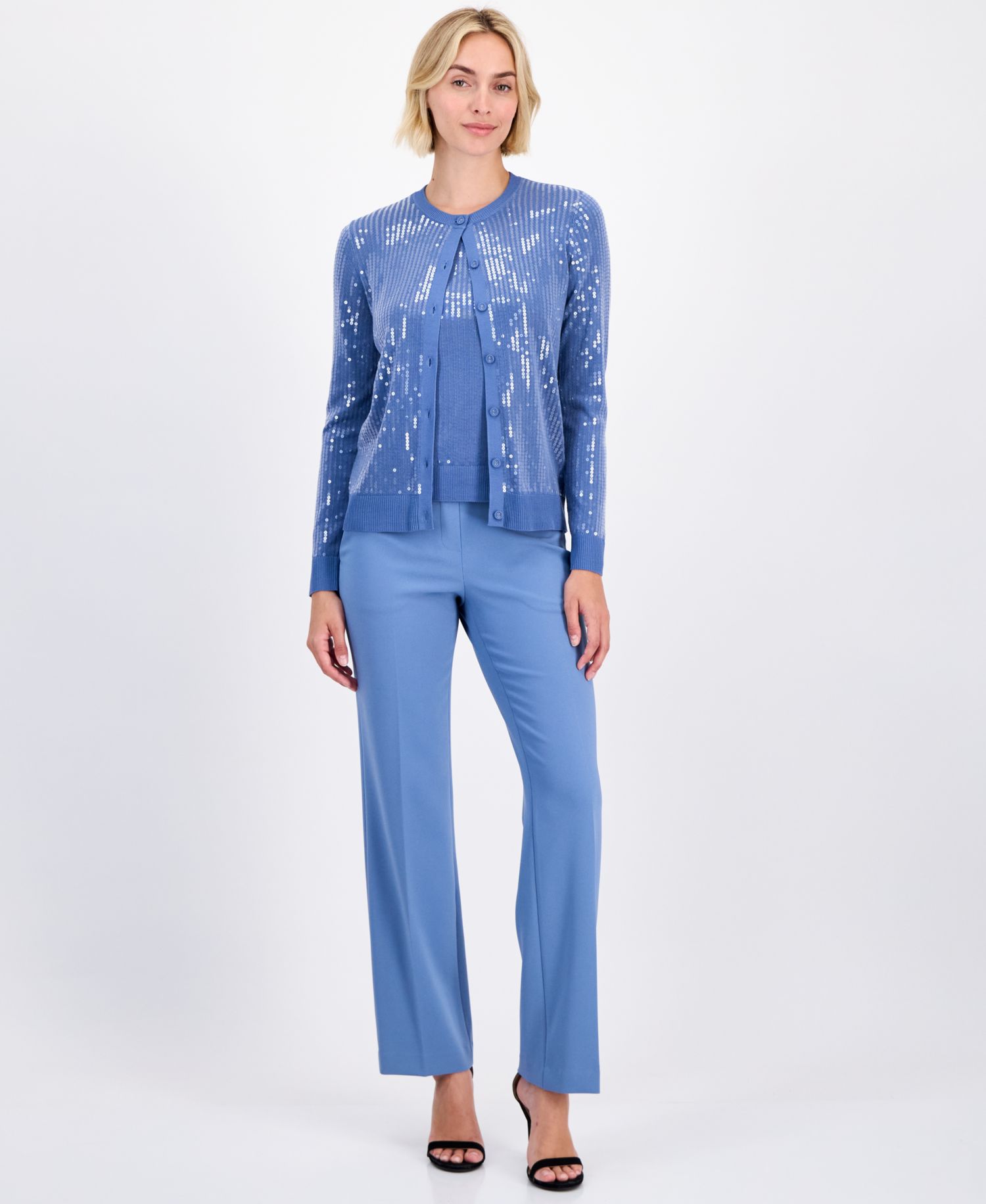 Women's Button-Front Sequin Cardigan
