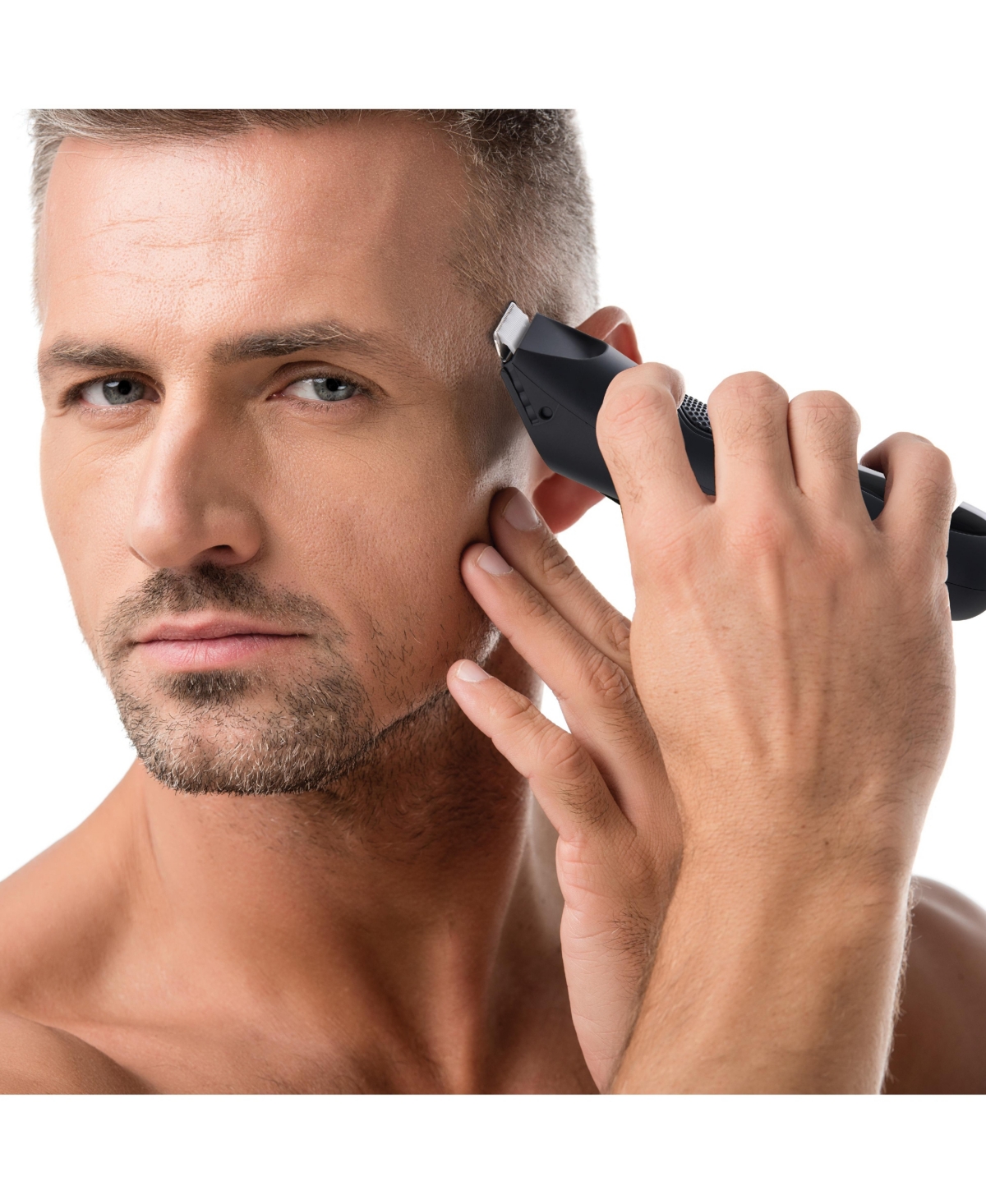 Perry Ellis Waterproof Rechargeable Body Hair Trimmer with Ceramic Blades and Charging Stand